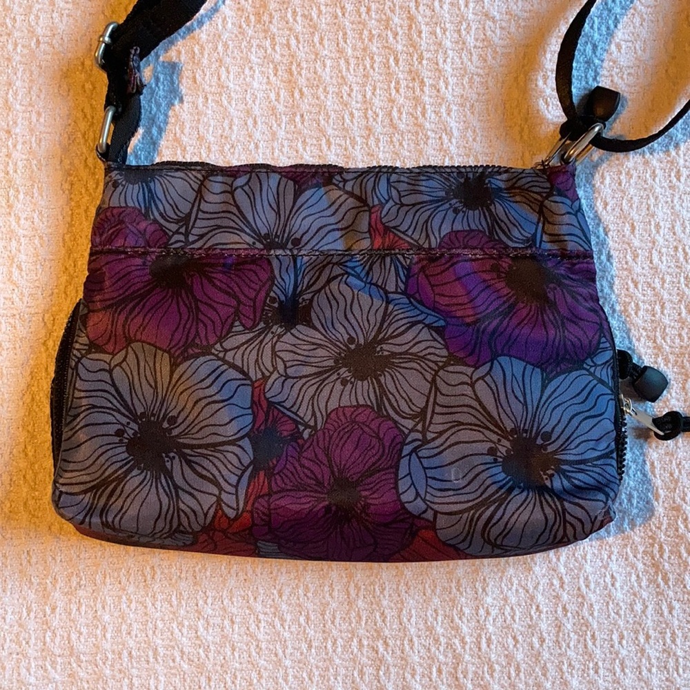 Crossbody Purse Vibrant Purple and Maroon Floral Pattern Adjustable Strap - Picture 3 of 11